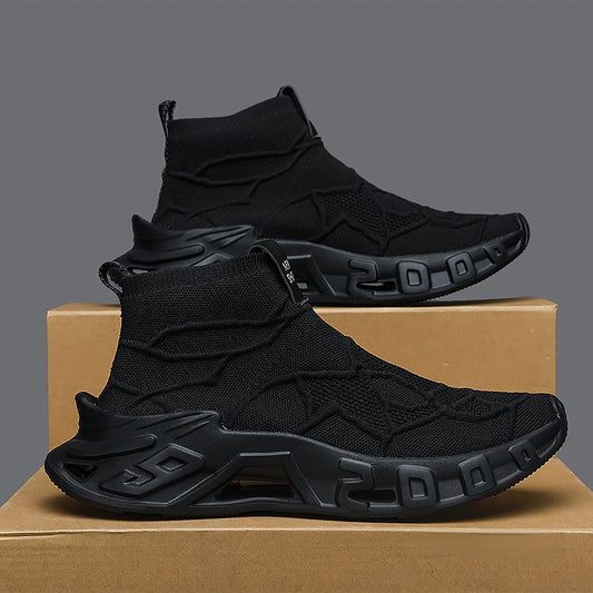 Men's High-Top Outdoor Sports Shoes with Slip-On Closure