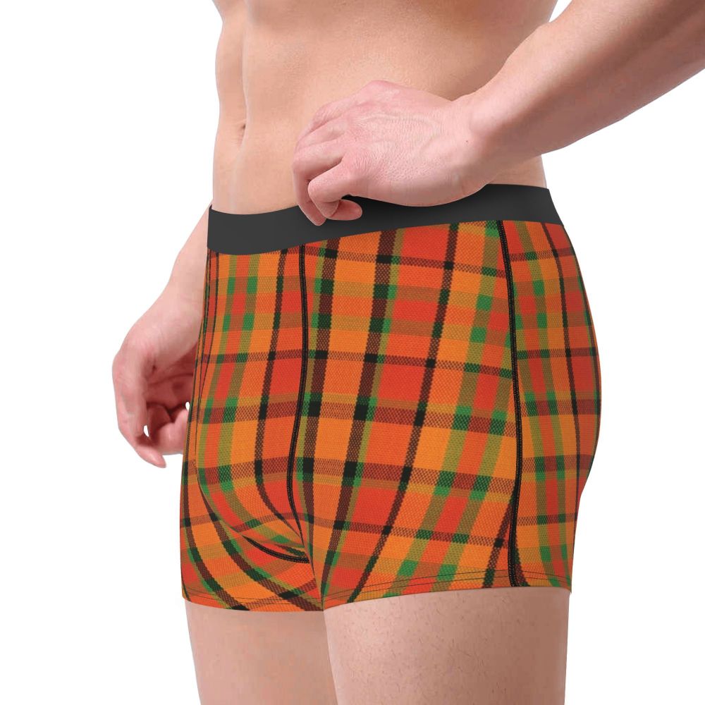 Black Watch Tartan Boxer Shorts for Men in Lycra and Polyester