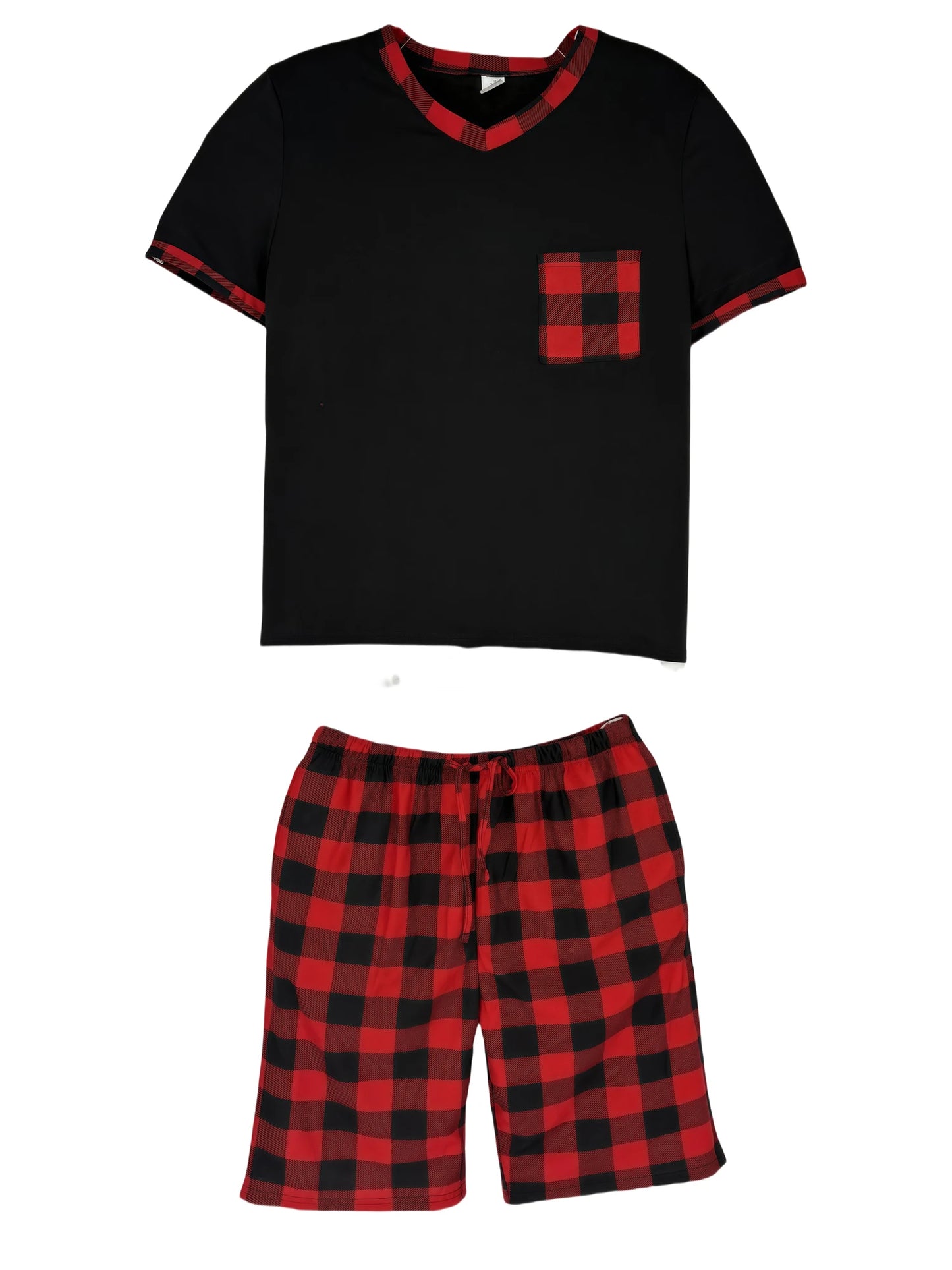Men's Plaid Short Sleeve Pajama Set
