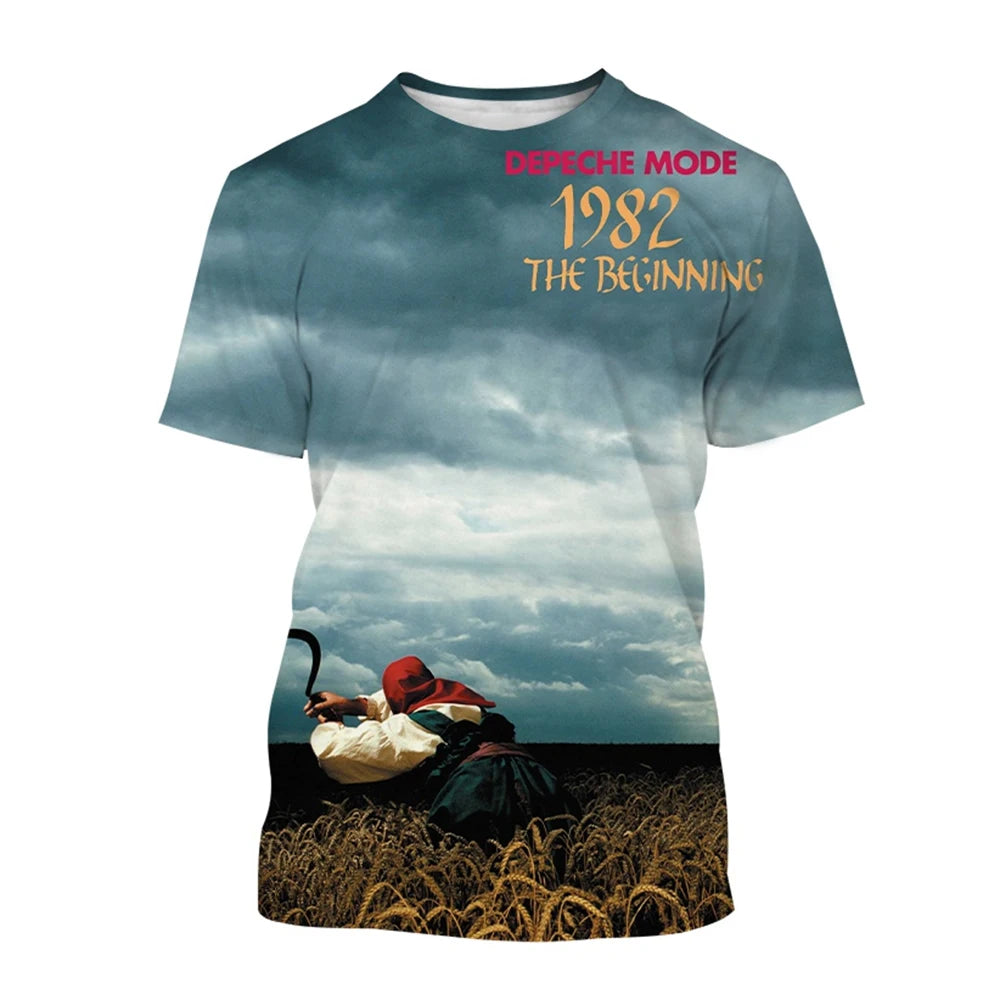 3D Printed Casual Short Sleeve T-Shirt for Men featuring Depeche Mode