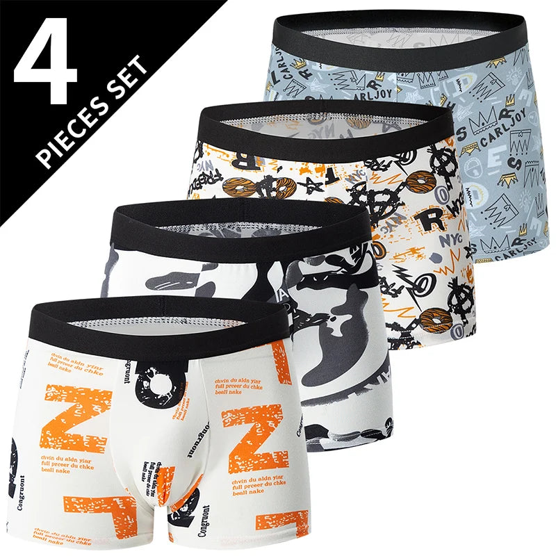 Men's Fashion Printed Boxers Breathable Underwear 6XL