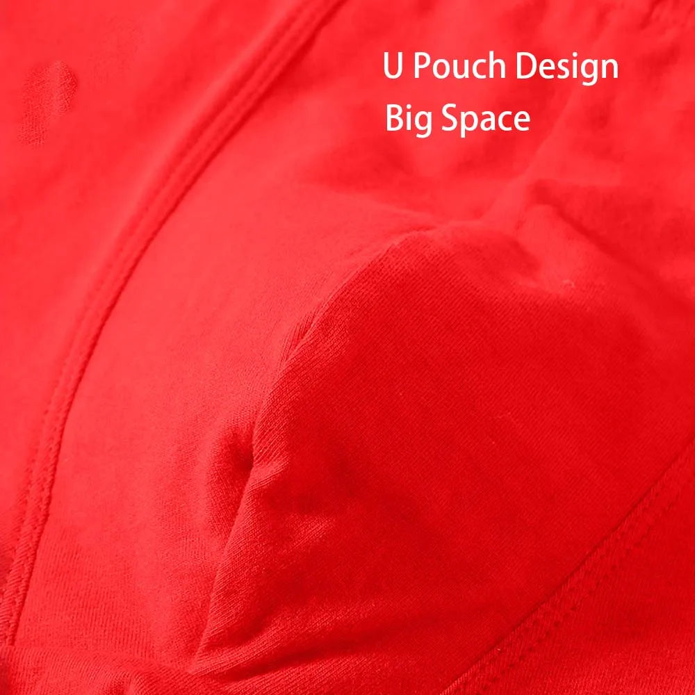 2026 + 2/4Pcs Brand New Year Red Print Pure Cotton Men Underwear