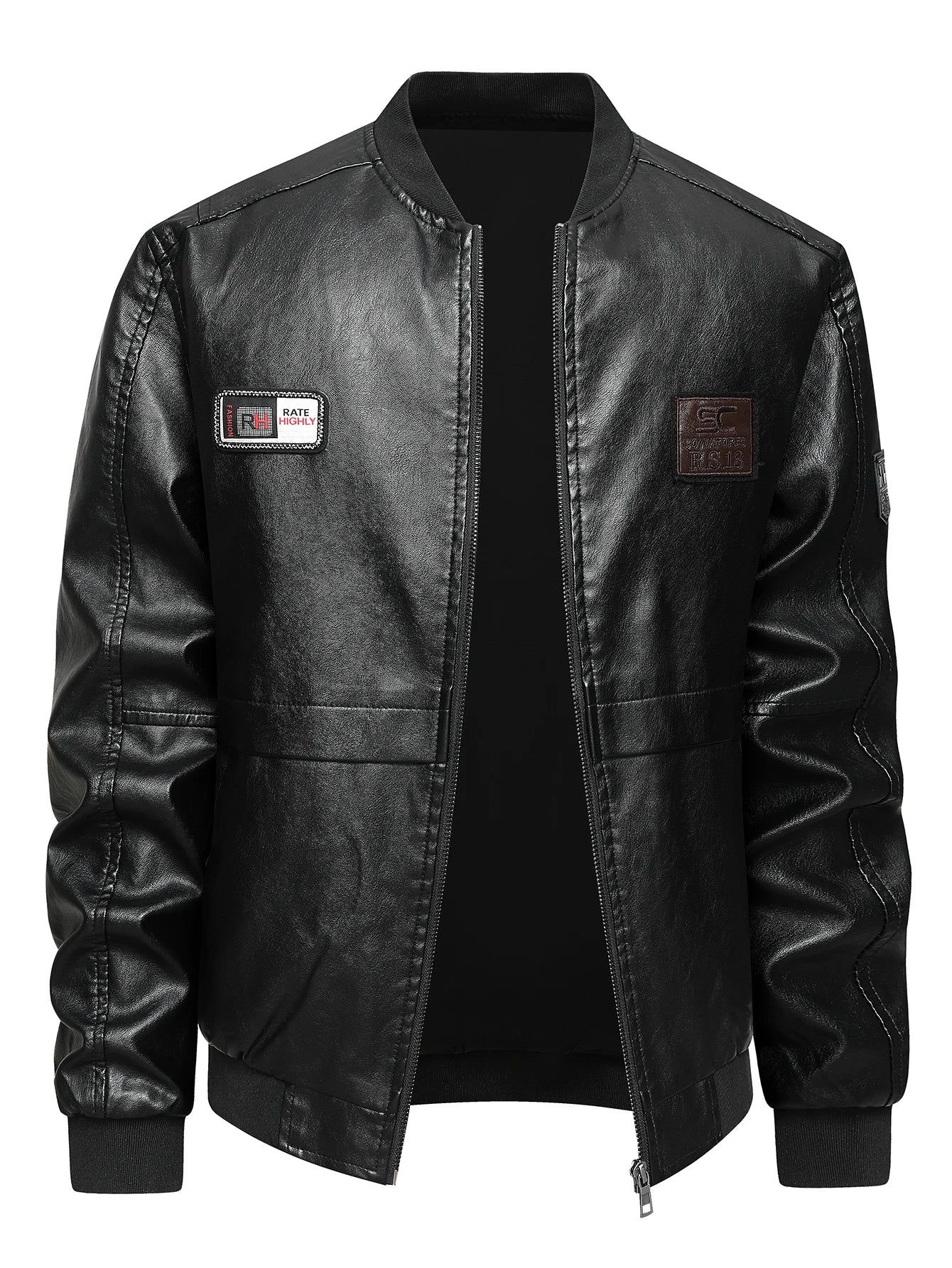 Men's Bomber Jacket Casual Long Sleeve Zip-Up Collar with Pockets Outerwear