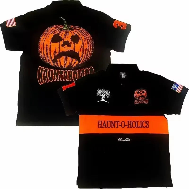 Haunted Mound Pumpkin Head Embroidered T-Shirt