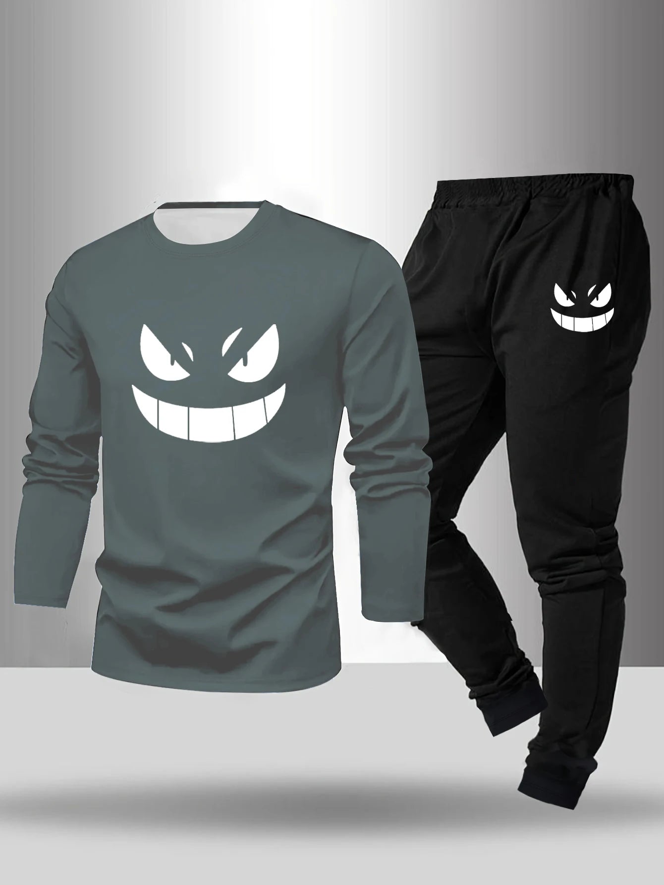 Men's Polyester Pajama Set for All Seasons