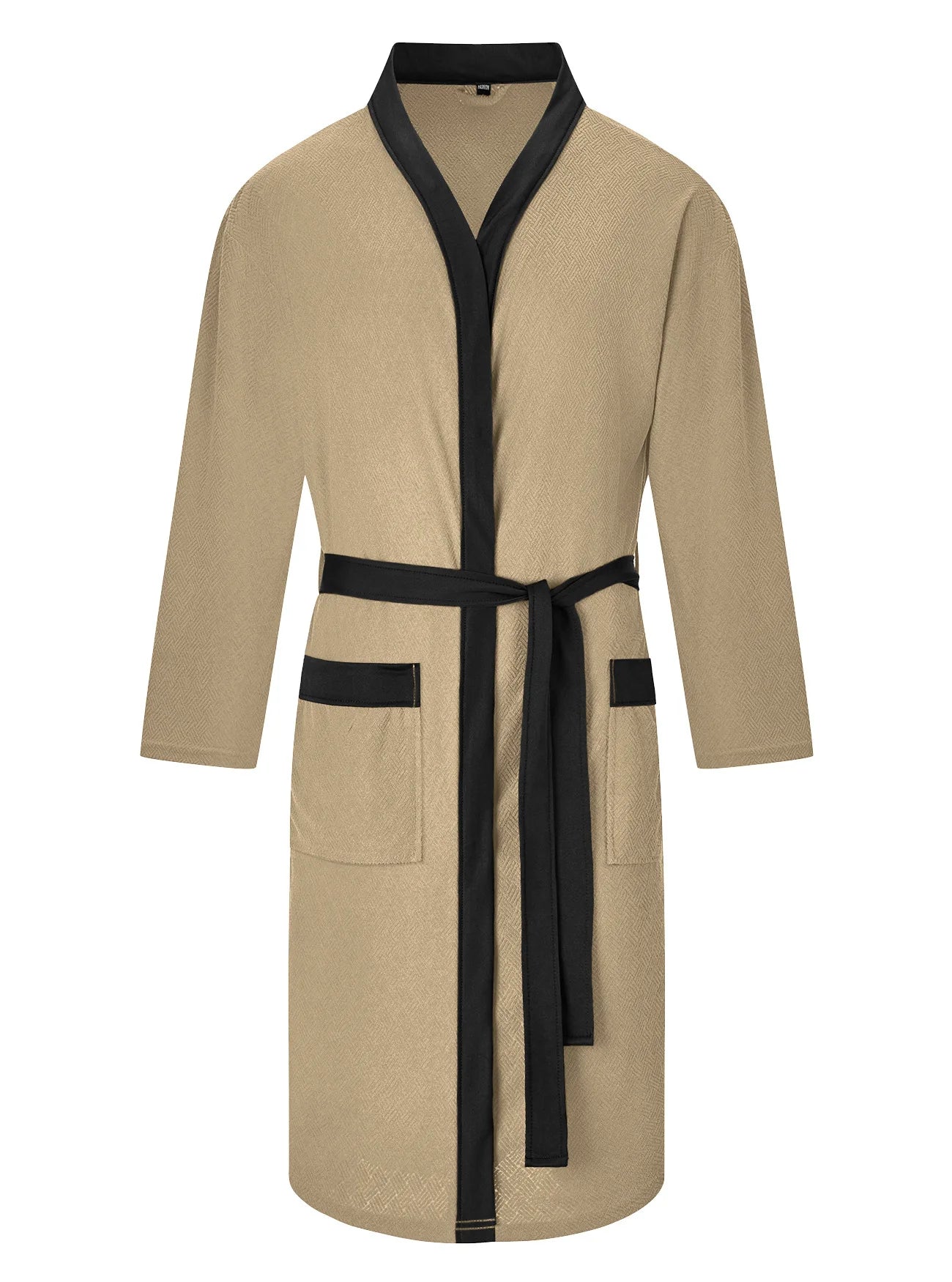 Men's Bathrobe Soft Nightgown Pajamas Robe Male Dressing Gown Mens Bath Robes With Belt Pockets Solid Sleepwear Home Clothes