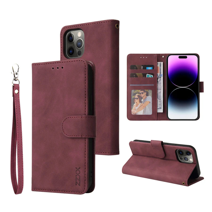 Brand ZZXX Leather Wallet Phone Case For iPhone 16e 16 Pro Max  Plus Flip Card