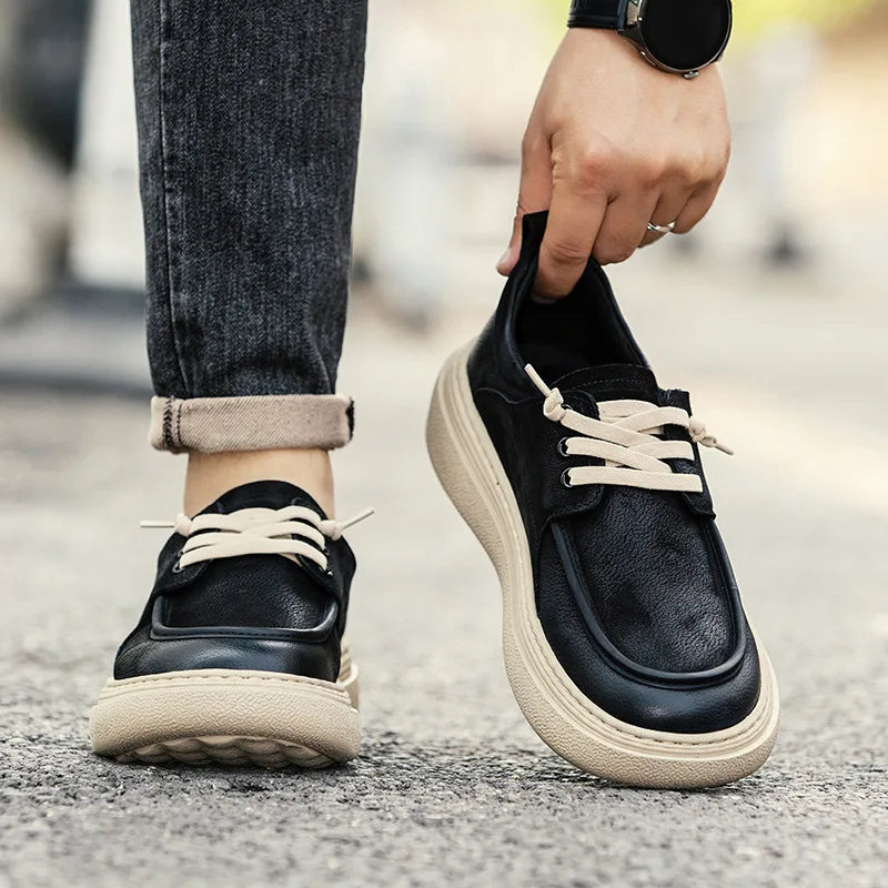 Mens Leather Casual Sports Shoes for Spring and Autumn