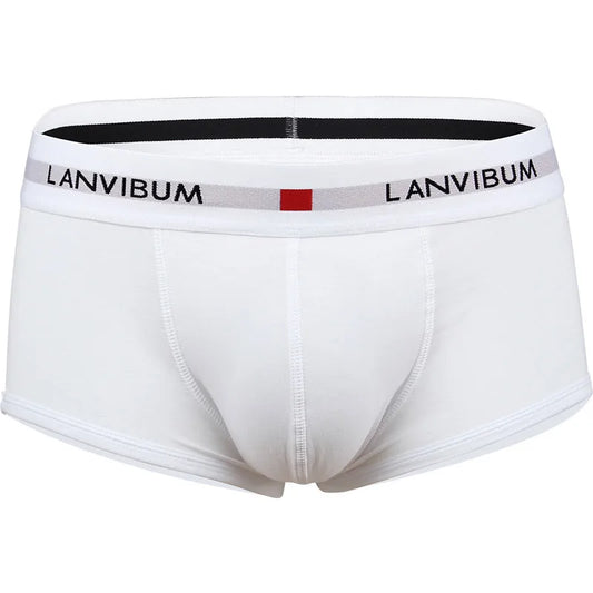 Men's Cotton Boxer Shorts with Convex Pouch in Solid Colors