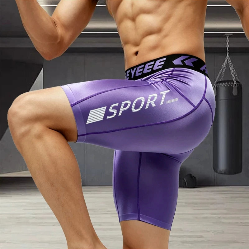 Men's Long Boxer Shorts Quick-dry U Pouch Fitness Underwear