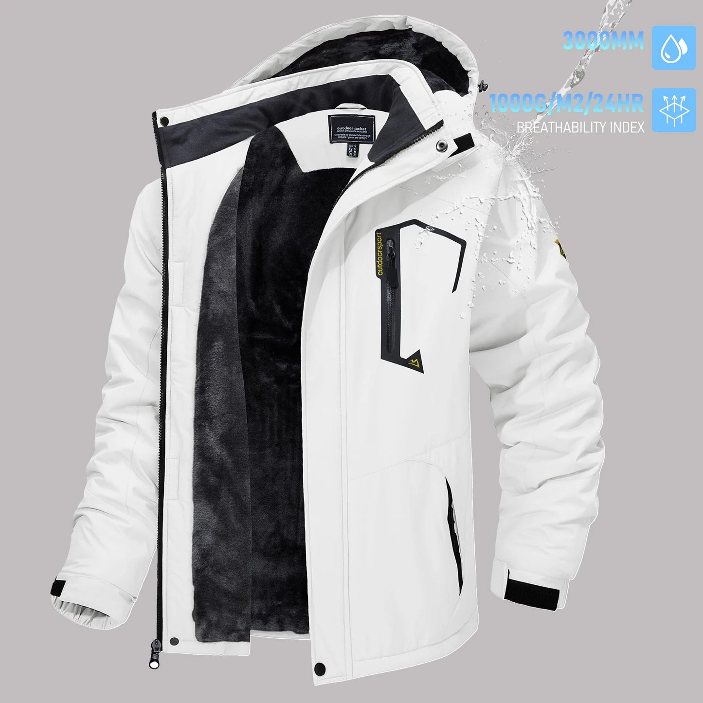 TACVASEN Men's Winter Ski Jackets Waterproof Fleece Coats Insulated Thermal Snowboard Jacket Parka Raincoat with Hood Man Parka
