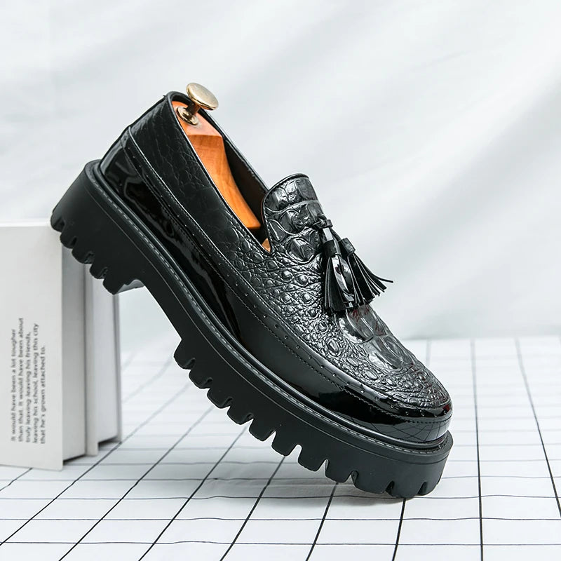 Mens Patent Leather Loafers Shoes for Business Casual
