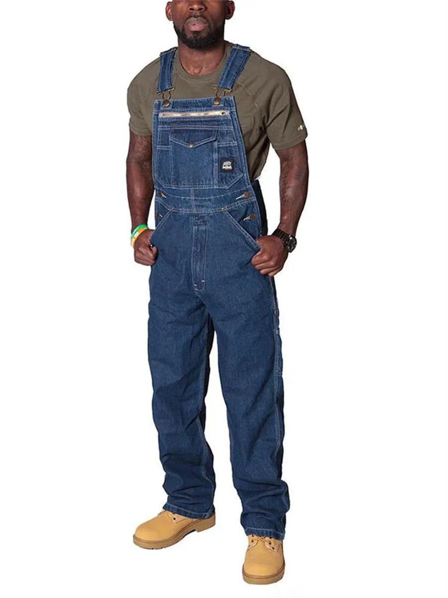 Men's Cotton Cargo Overalls for Casual Wear