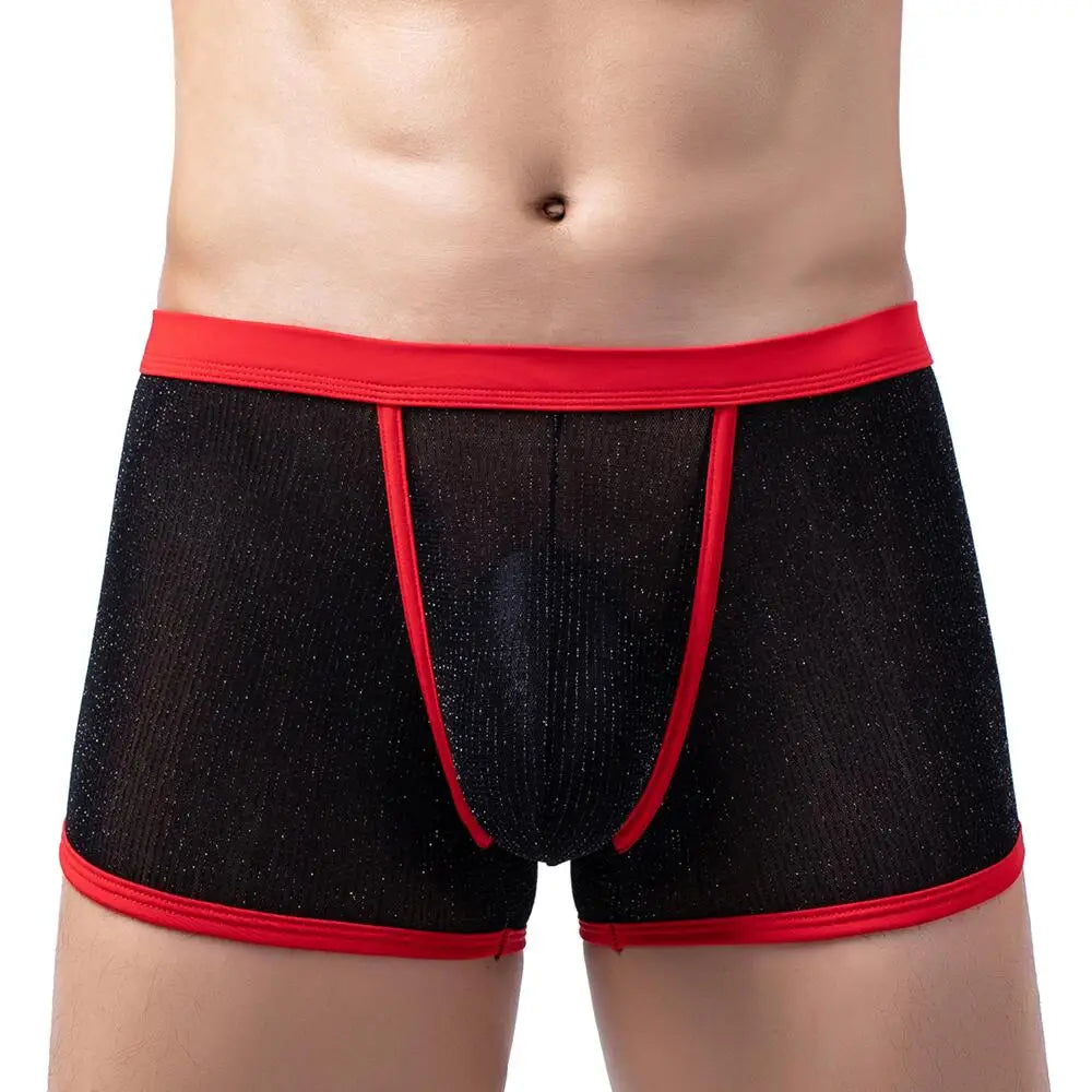 Men's Underwear Boxers Sexy Mesh Transparent Boxer Shorts Low Waist Breathable Panties Boxer for Man