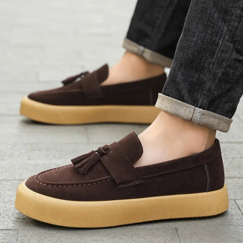 Men's Suede Loafers Tassel Shoes Casual Autumn Style