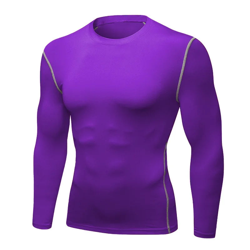 1pcs Men's Long-sleeved Thermal Male Thin Tight Fitting Elastic Fitness Tops