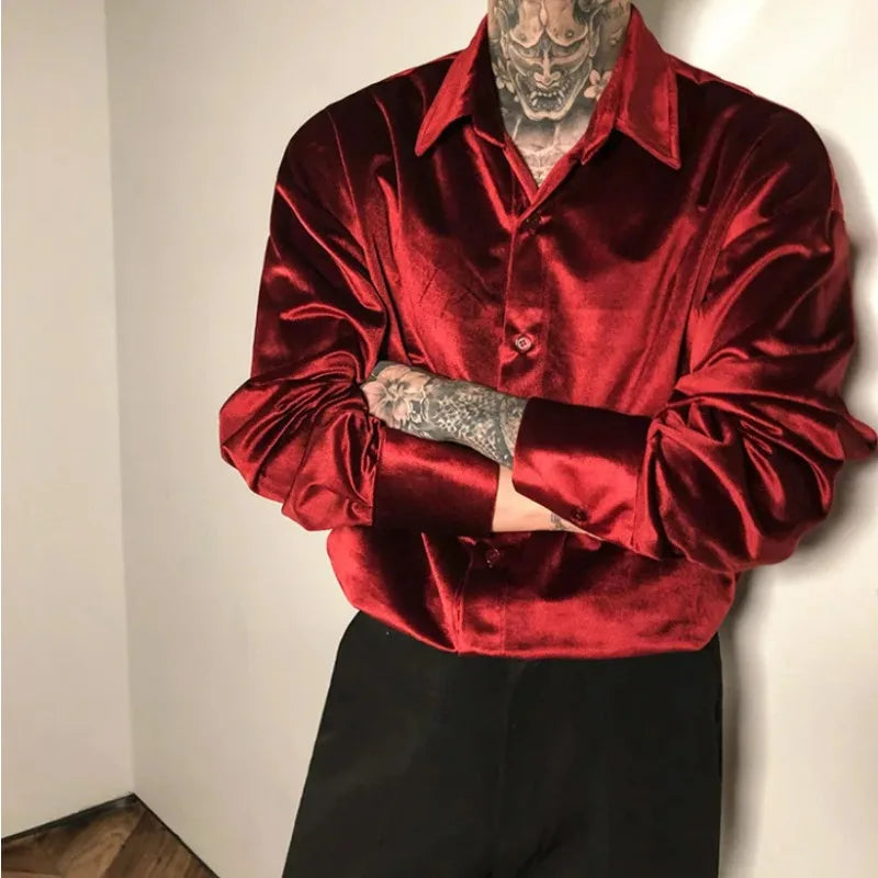 Men's Red Casual Button Down Shirt Long Sleeve Regular Fit
