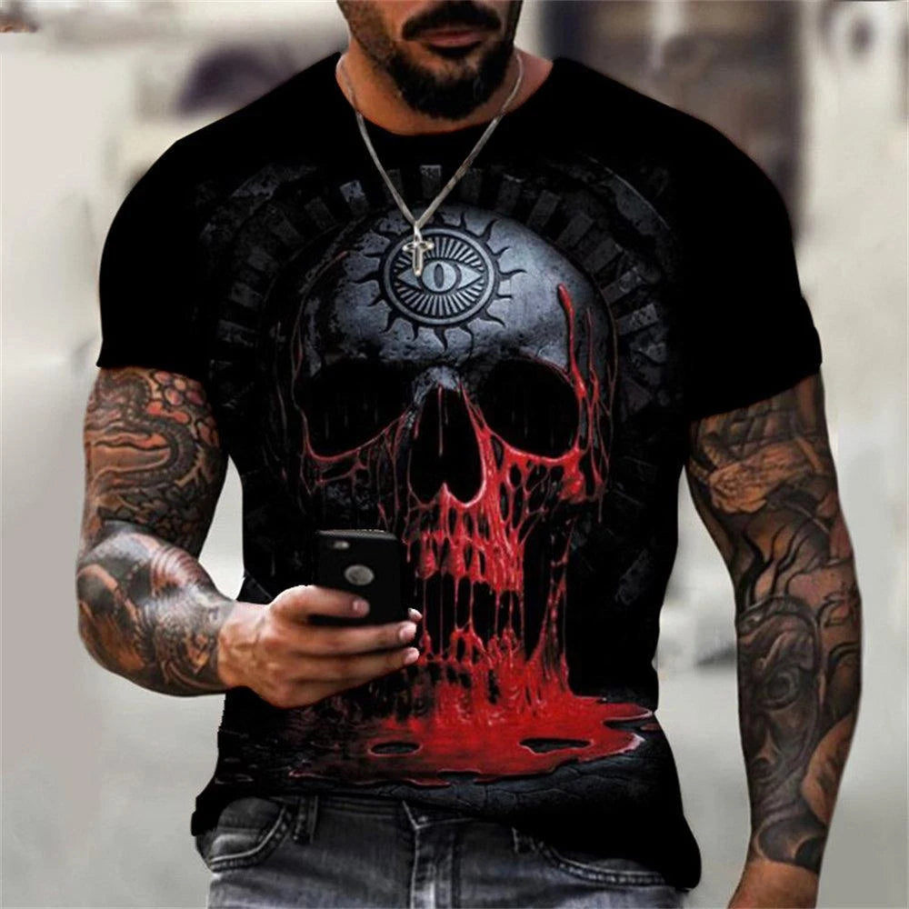 3D Printed Skull T-Shirt for Men Casual Summer Wear