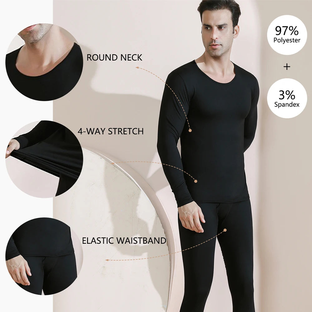 Long Johns Thermal Underwear for Men Fleece Lined Base Layer Set for Cold Weather