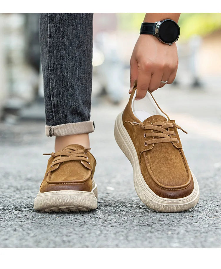 Mens Leather Casual Sports Shoes for Spring and Autumn
