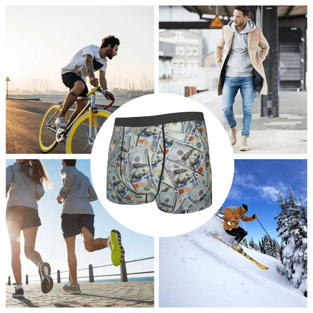 Money Print Boxer Briefs for Men