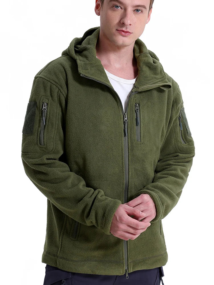 Men's Tactical Fleece Jacket Winter Zip Military Hoodies