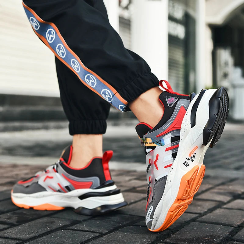 Men's Casual Lace-Up Sneakers with Breathable Air Mesh