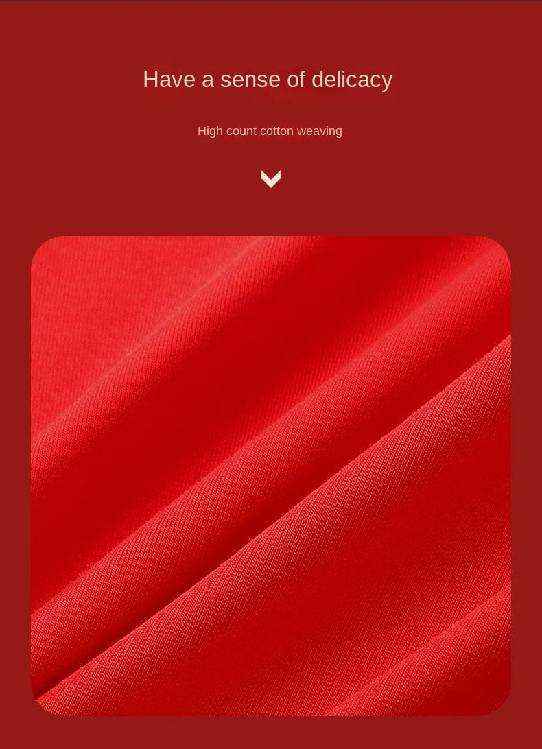 2026 + 2/4Pcs Brand New Year Red Print Pure Cotton Men Underwear