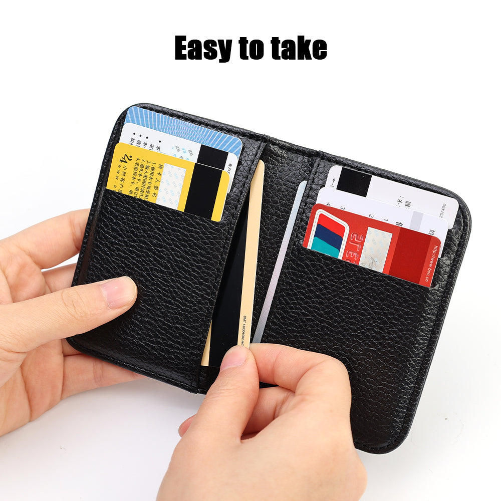 Portable Super Slim Soft Wallet Leather Mini Credit Card Wallet No Zipper