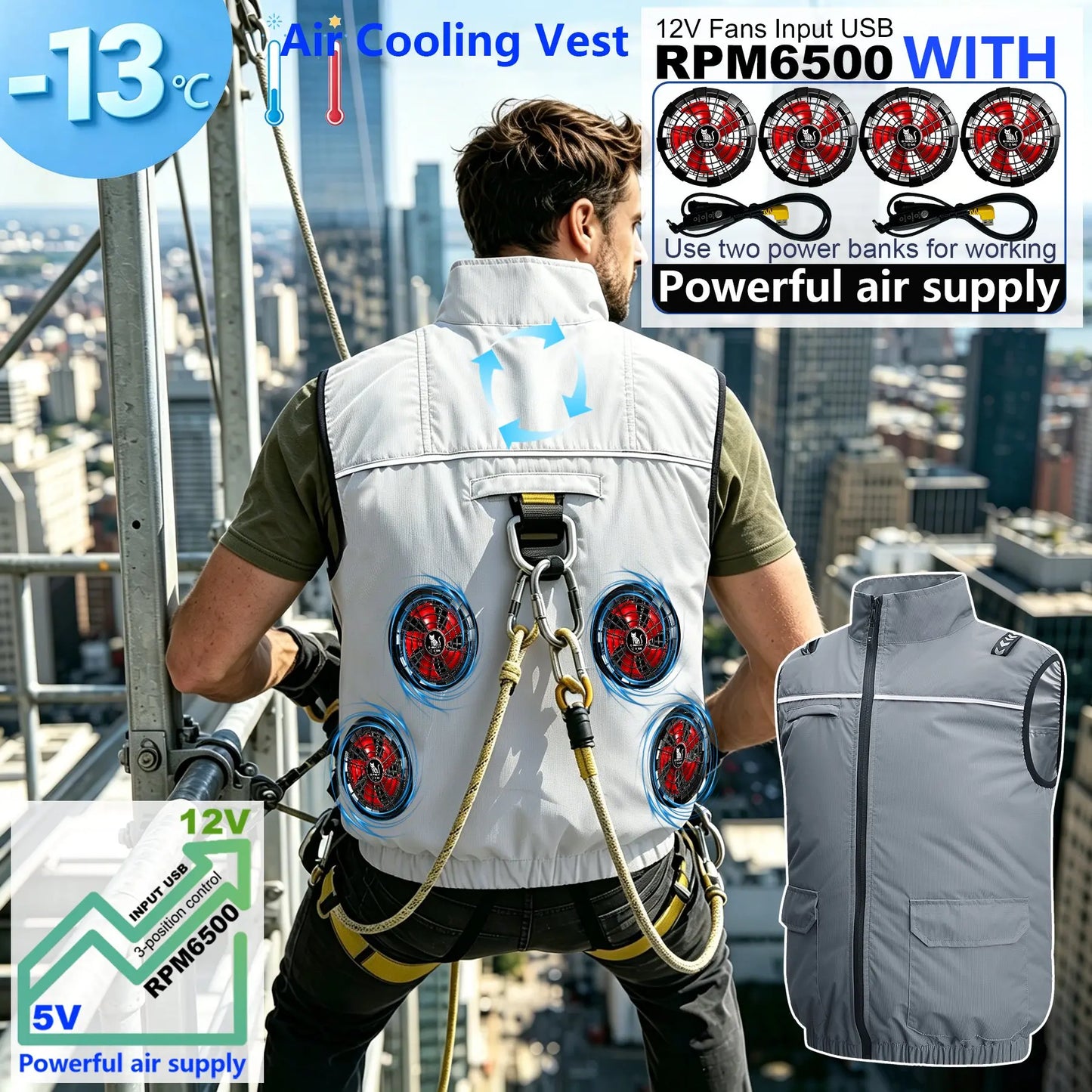 G-MACHT USB 12V/5V Cooling Vest for Men and Women