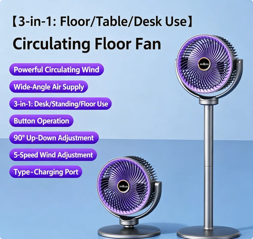 Portable USB Charging Wireless Fan for Camping