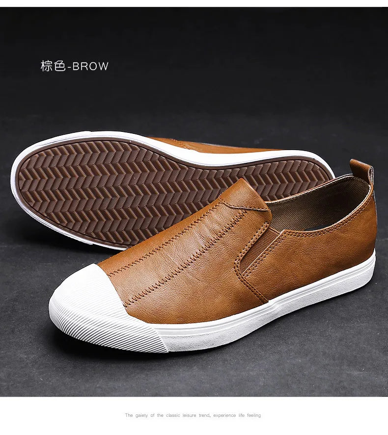 Men's Leather Slip-On Loafers for Spring and Summer