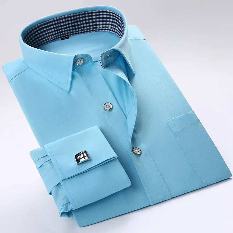 Men's Long Sleeve Formal Striped Dress Shirt