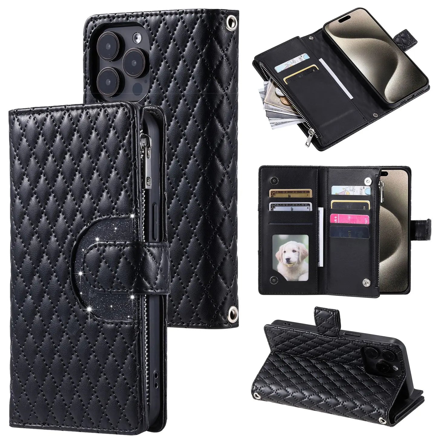 Flip Leather Case for iPhone 16 16e 15 14 13 12 11 8 7 Pro Max mini Plus