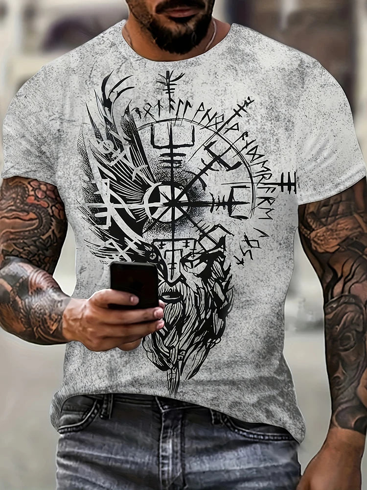 Egyptian Religious Style 3D Anubis Printed Men's Short-sleeved Shirt Outdoor Sports Men's Fitness T-shirt Street Fashion T-shirt