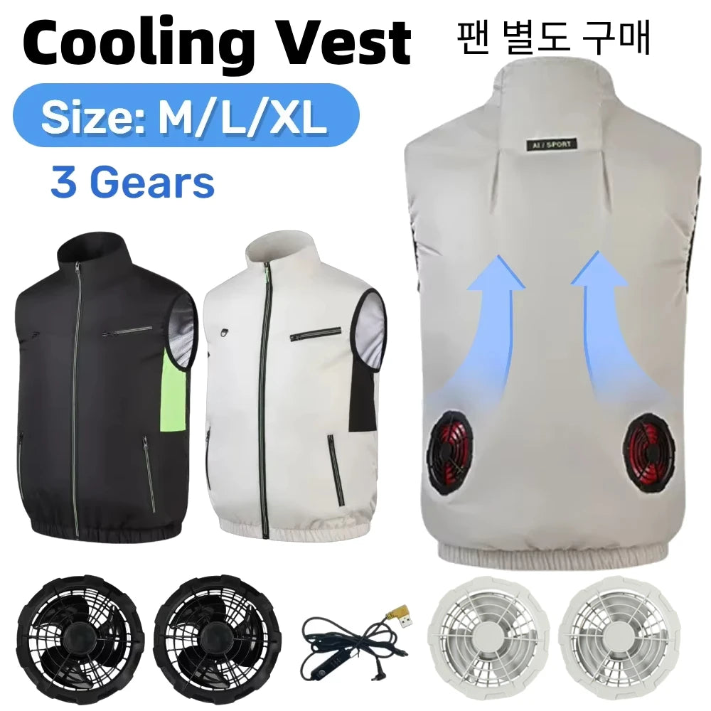Cooling Vest with Wearable Fan for Summer Activities