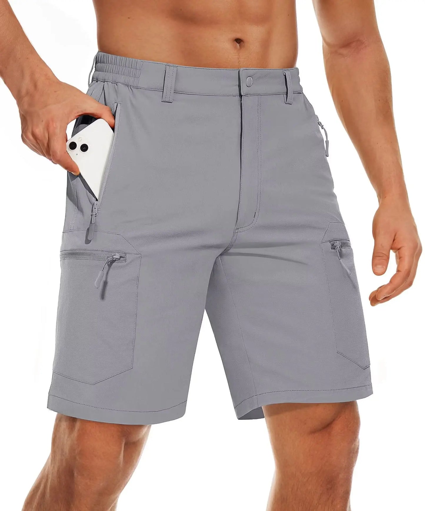 TACVASEN 5 Zipper Pockets Summer Quick Dry Cargo Shorts Mens Fishing Shorts Stretch Outdoor Hiking Nylon Work Shorts Lightweight