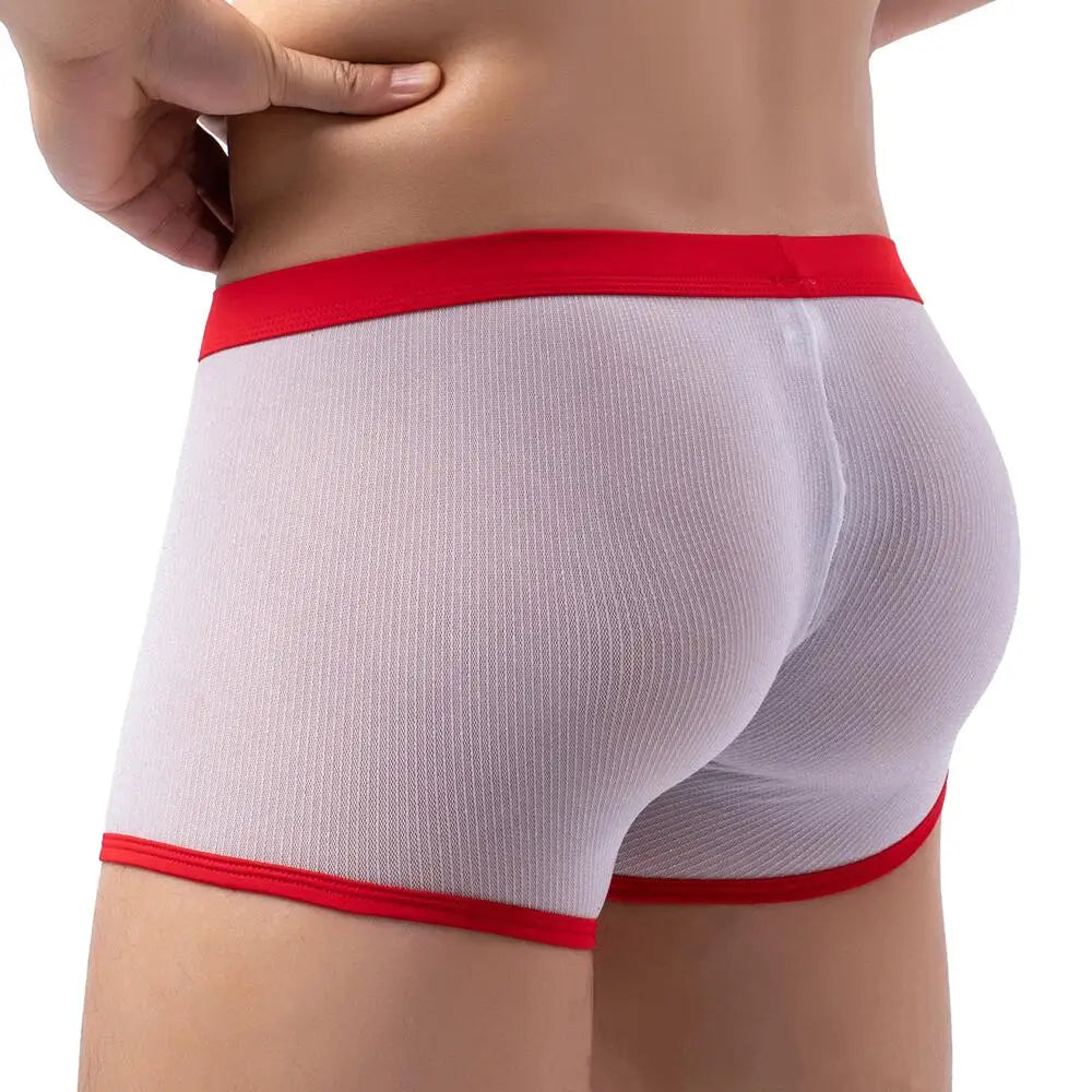 Men's Underwear Boxers Sexy Mesh Transparent Boxer Shorts Low Waist Breathable Panties Boxer for Man