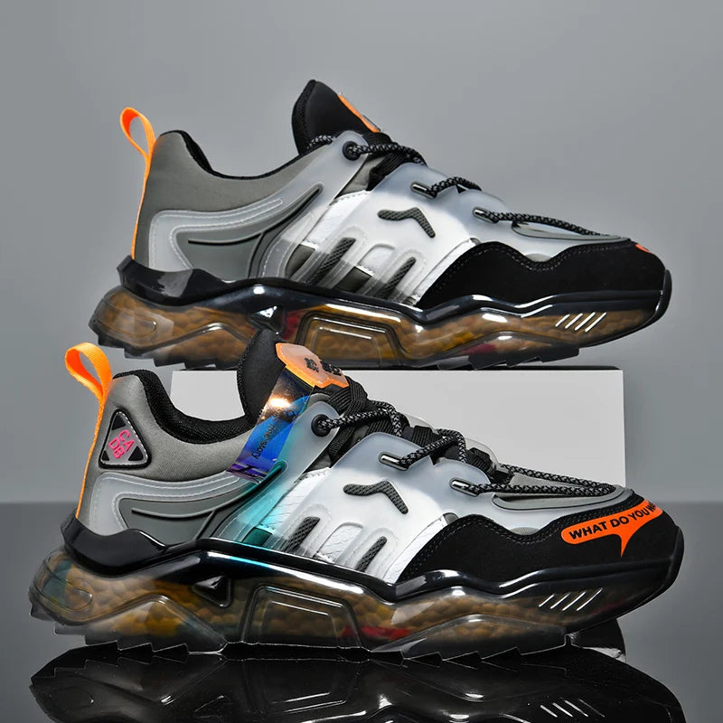 Men's Casual Lace-Up Sneakers with Breathable Air Mesh