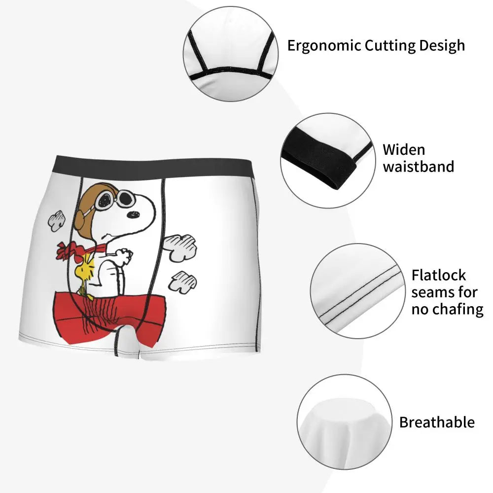 Snoopy Boxer Briefs for Men - Giggle Print Polyester Blend