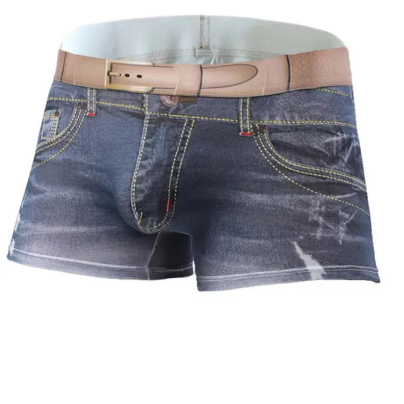 1PCS Men's underwear  denim print  cotton U-shaped design