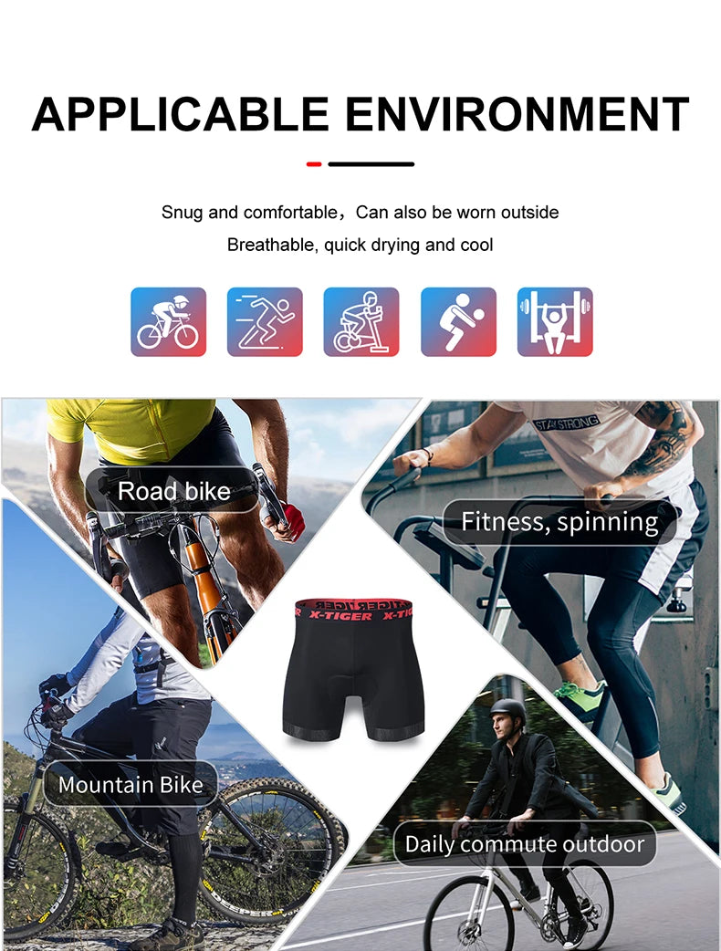 5D Padded Cycling Underwear Shorts by X-TIGER