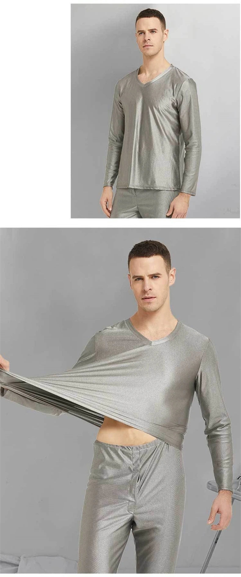 Real electromagnetic radiation protective 100% silver fiber knitted fabric long underwear EMR