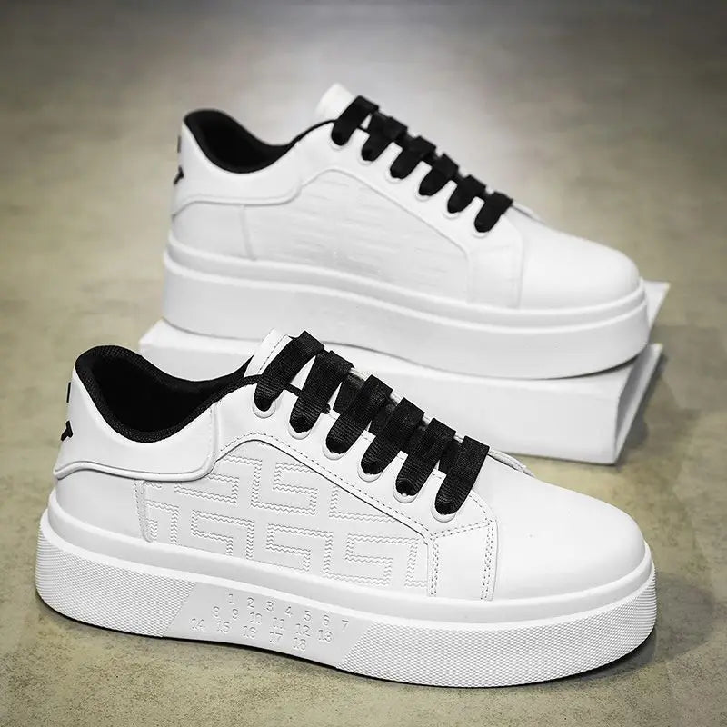 Men's Casual Leather Platform Sneakers for Summer