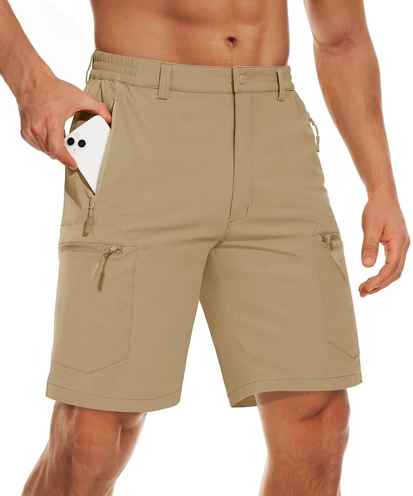 TACVASEN 5 Zipper Pockets Summer Quick Dry Cargo Shorts Mens Fishing Shorts Stretch Outdoor Hiking Nylon Work Shorts Lightweight