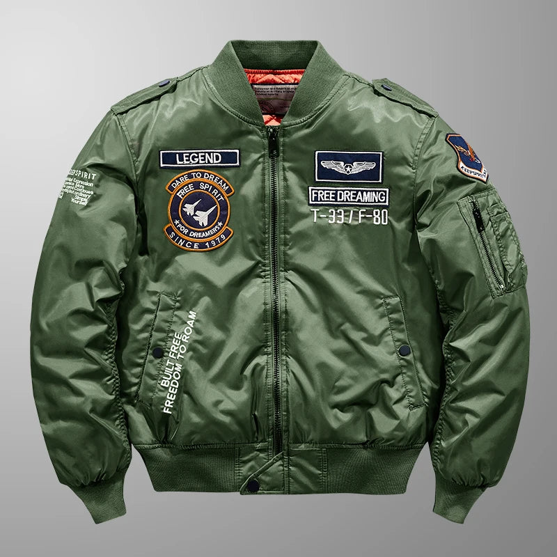Bomber Jacket Men Thick Warm Jacket Men Military Aviator Pilot Coat
