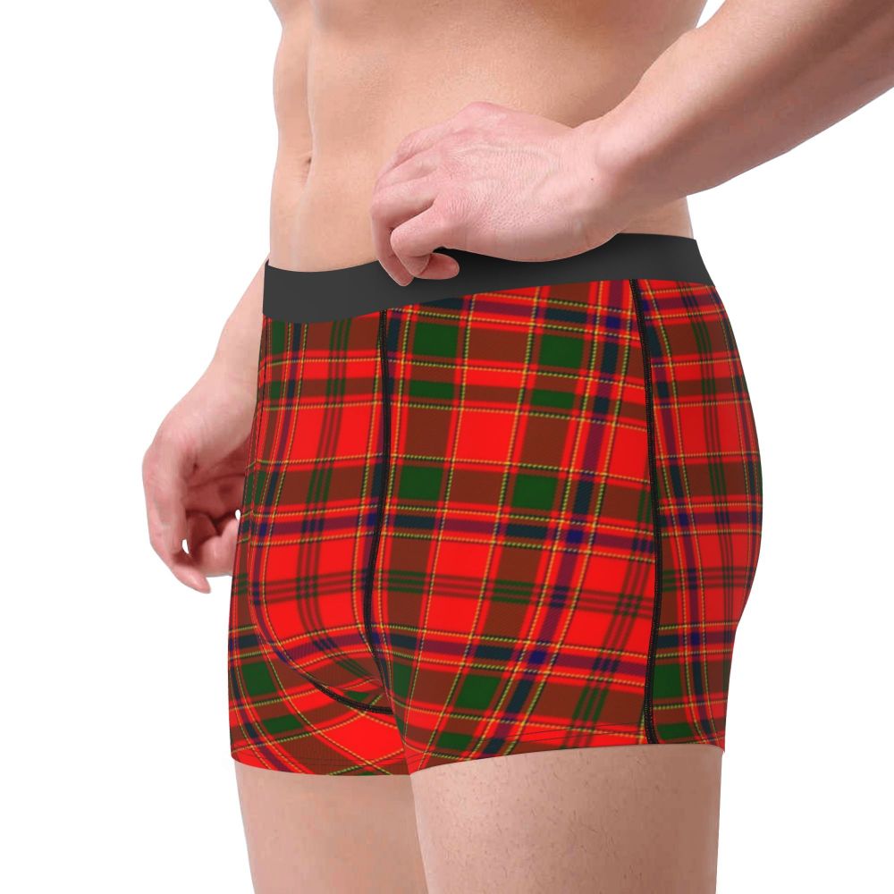 Black Watch Tartan Boxer Shorts for Men in Lycra and Polyester