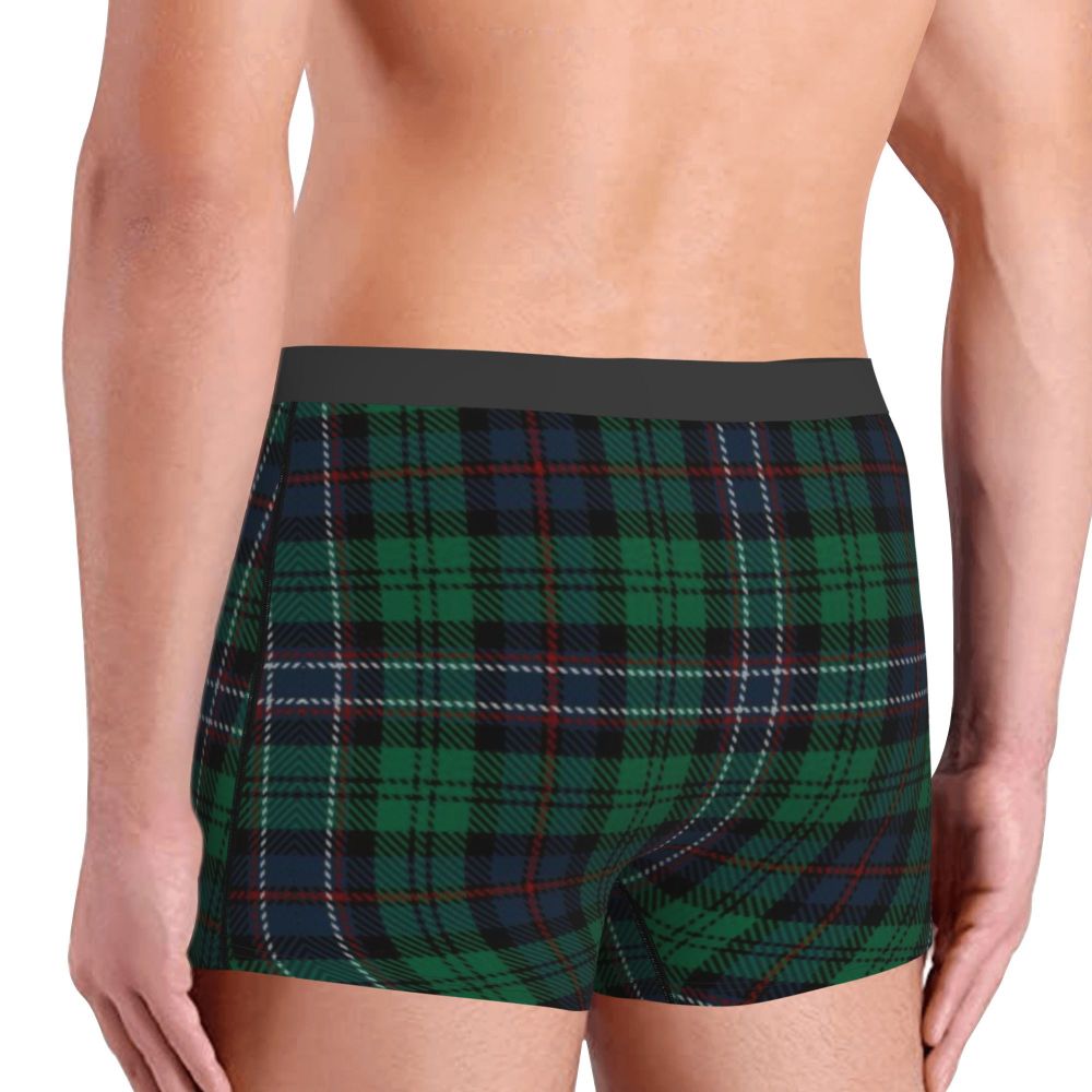 Black Watch Tartan Boxer Shorts for Men in Lycra and Polyester