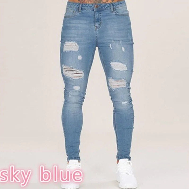 Mens Black Casual Slim Fit Jeans Pants