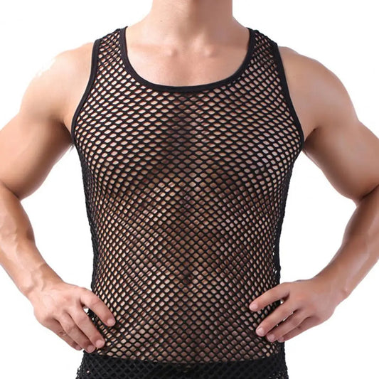 Men's See-Through Nylon Mesh Undershirt Vest